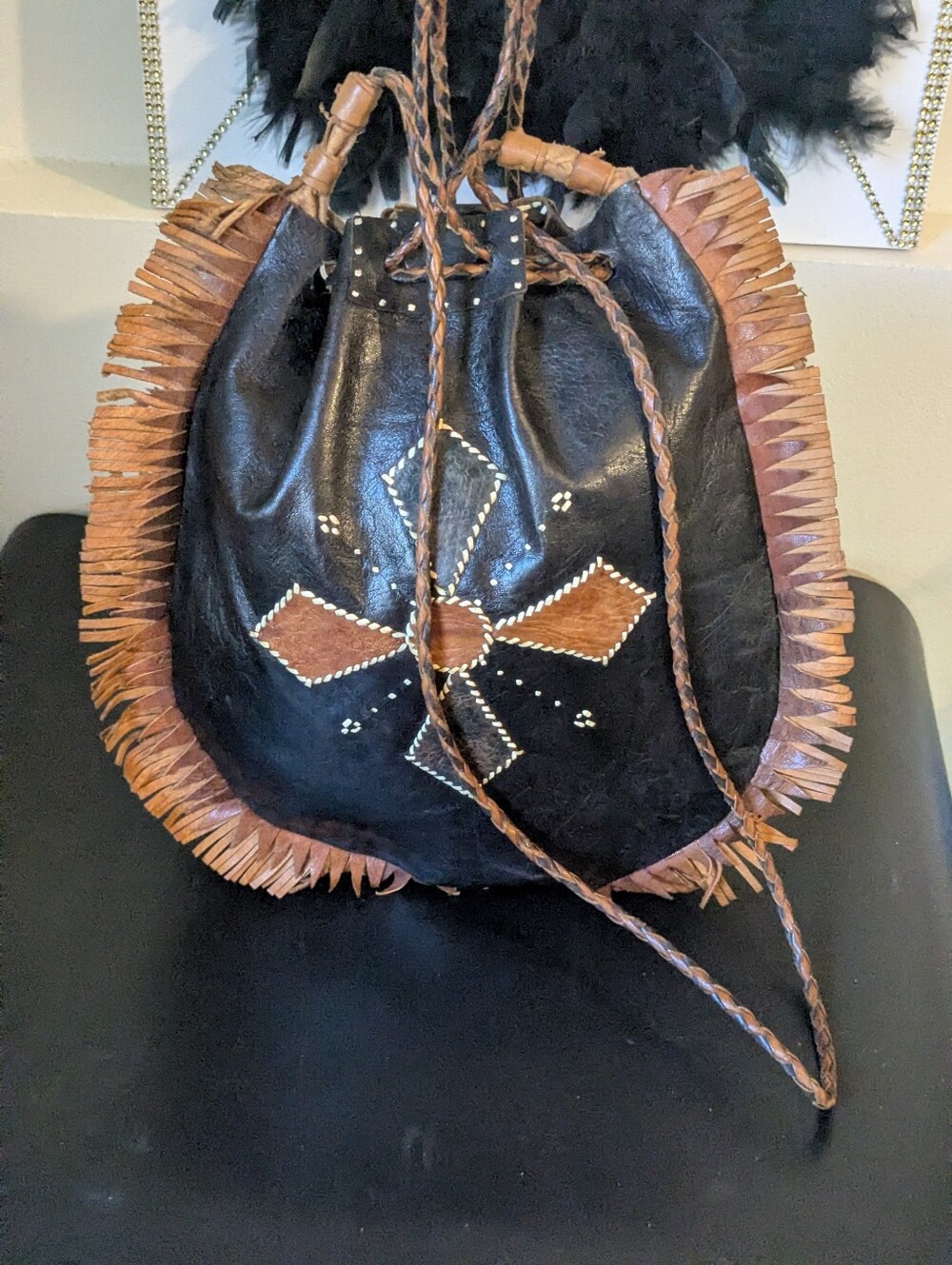 Handcrafted Vintage Boho Western Detail Leather Fringe Shoulder Crossbody Tote - Picture 2 of 16